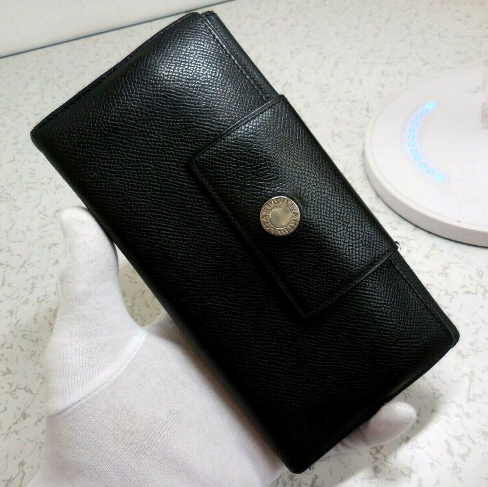 Bvlgari Black Leather Long Wallet